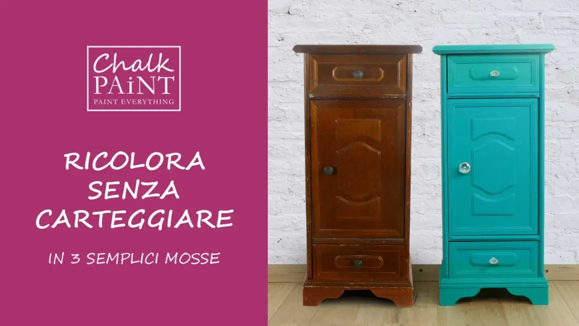 Mobiletti trasformati con Chalk Paint: un prima e dopo che mostra come ridipingere senza carteggiare.