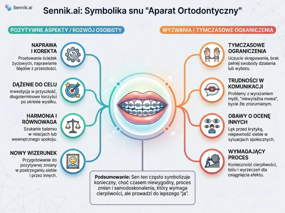 Sen o aparacie ortodontycznym, jak aparat ortodontyczny dla psa, symbolizuje potrzebę korekty i poprawy, choć bywa to proces wymagający.