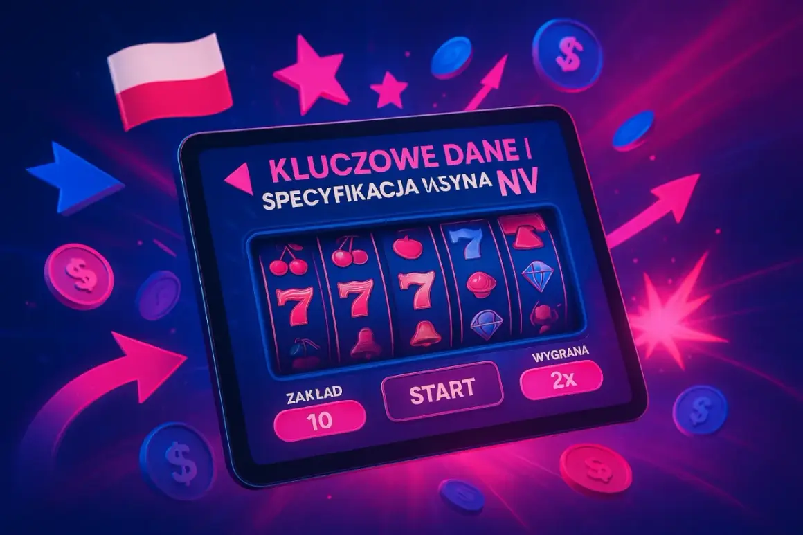 Tablet z automatem do gry, polską flagą i symbolami wygranej.
