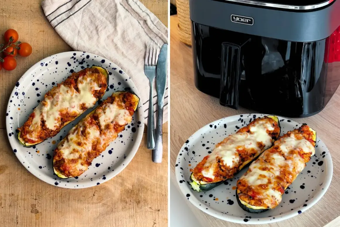 Szybki obiad z airfryer: faszerowane cukinie z serem, gotowe w mgnieniu oka.