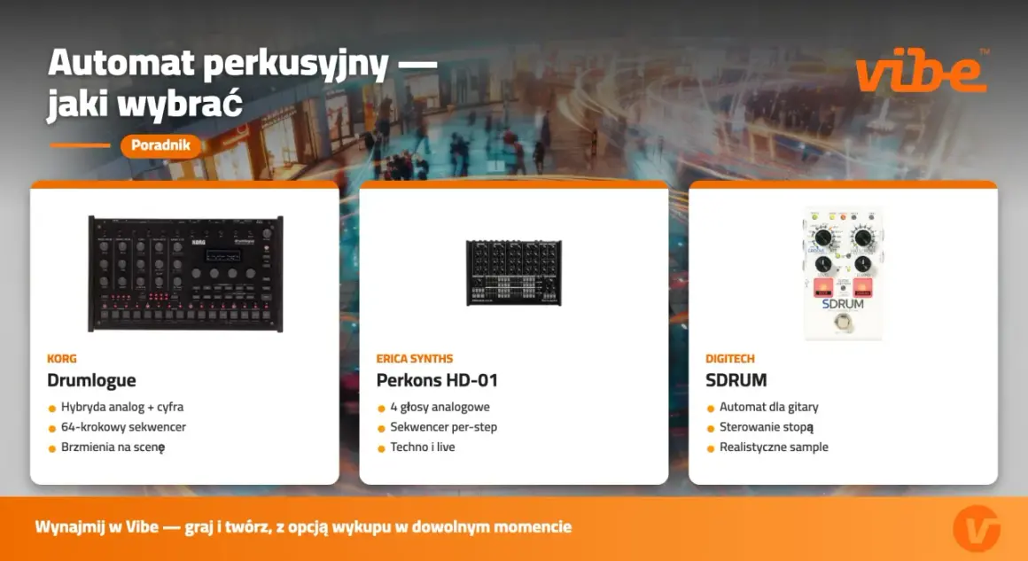 Poradnik: jaki automat perkusyjny wybrać? Prezentacja Korg Drumlogue, Erica Synths Perkons HD-01 i Digitech SDRUM.