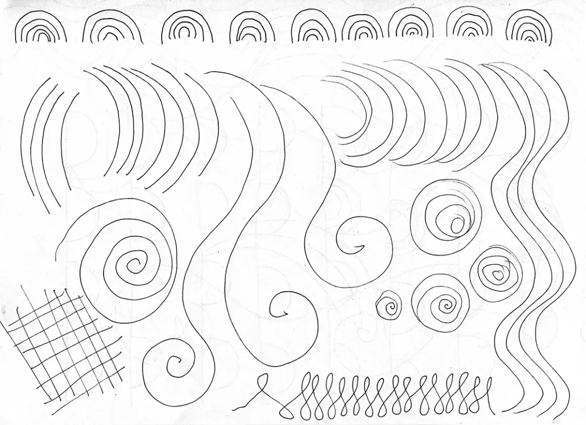 Líneas y espirales, ¡perfectos dibujos cute para dibujar! Arcos, ondas y un entramado.