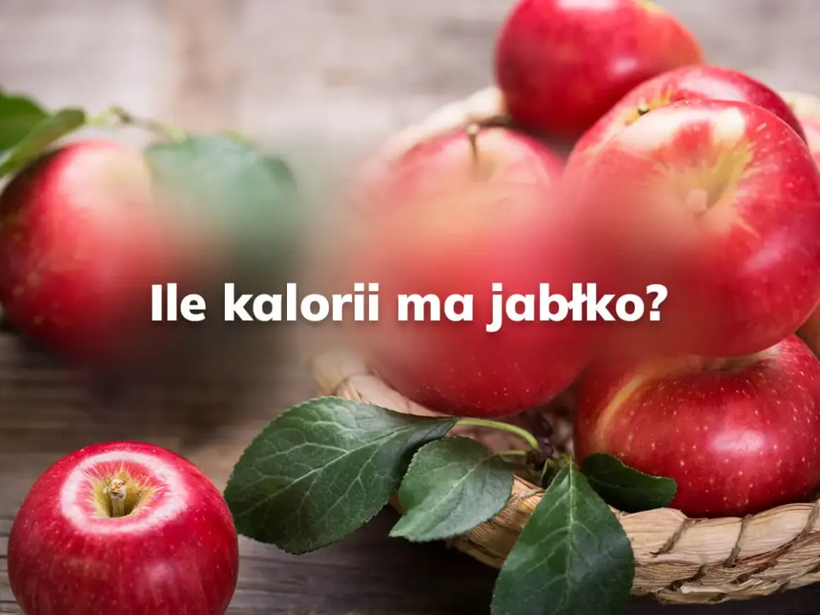 Czerwone jabłka w koszyku, a na nich pytanie: ile kalorii ma jabłko? Zdrowe przekąski.