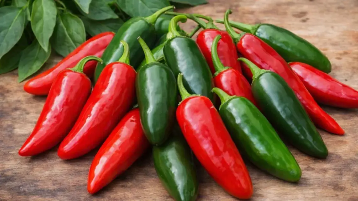 Stos czerwonych i zielonych papryczek jalapeno, gotowych do dodania ostrości do potraw.