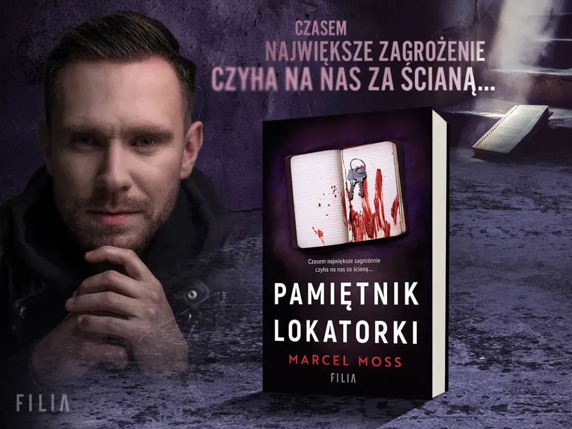 Marcel Moss, autor "Pamiętnika lokatorki", z mrocznym tłem. Prawdziwe nazwisko autora nie jest widoczne.
