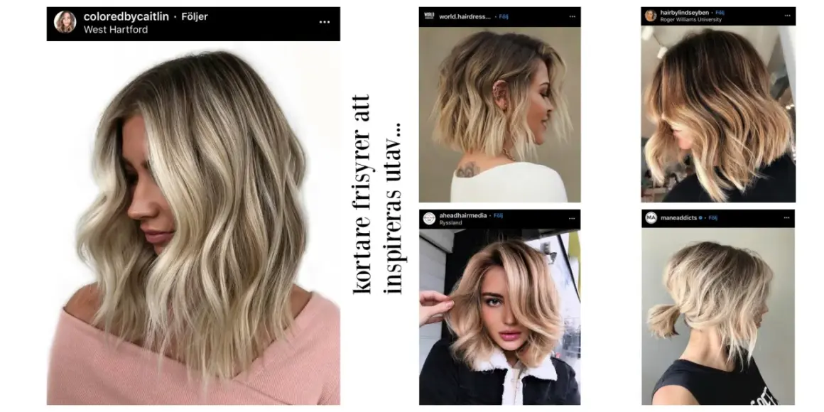 Inspireras av dessa trendiga frisyrer dam! Vågiga bobbar och texturerade axellånga klippningar med blonda slingor.