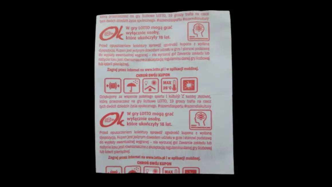 Kupon LOTTO, dowód udziału w grze liczbowej w sieci naziemnej. Informacje o grze i regulaminie.