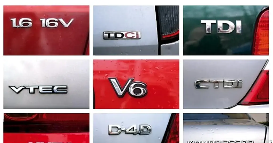 Napisy na klapach bagażników: 1.6 16V, TDci, TDI, VTEC, V6, CTDi, D-4D. Czy TDI to benzyna czy diesel? To diesel.