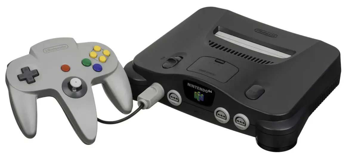 Console Nintendo 64 grigia con controller collegato. Un pezzo da collezione dal grande valore nostalgico.