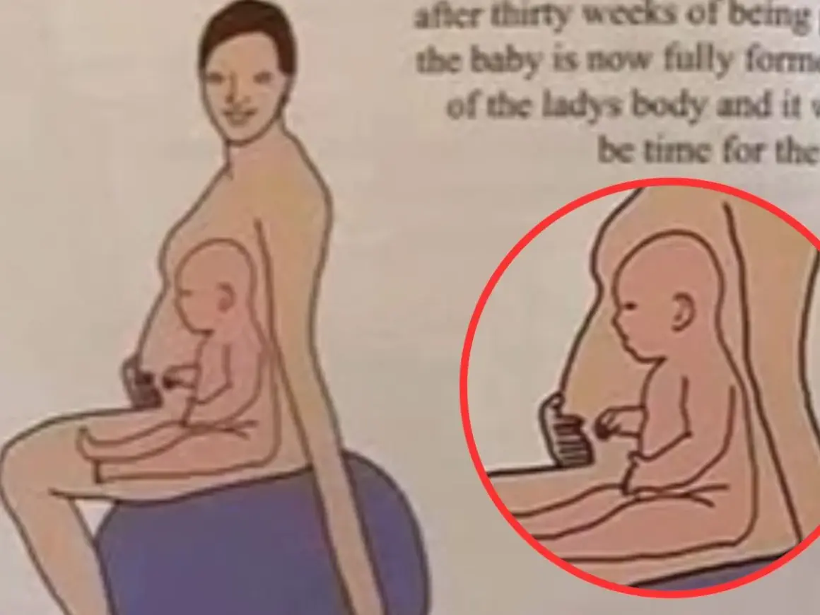 Ilustracja przedstawia Ewę Błachnio w ciąży, z widocznym dzieckiem w łonie.