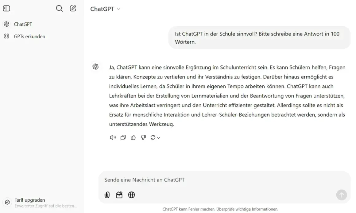 ChatGPT in der Schule: Ein Werkzeug zur Unterstützung von Schülern und Lehrern. Es hilft beim Klären von Fragen und individuellem Lernen.