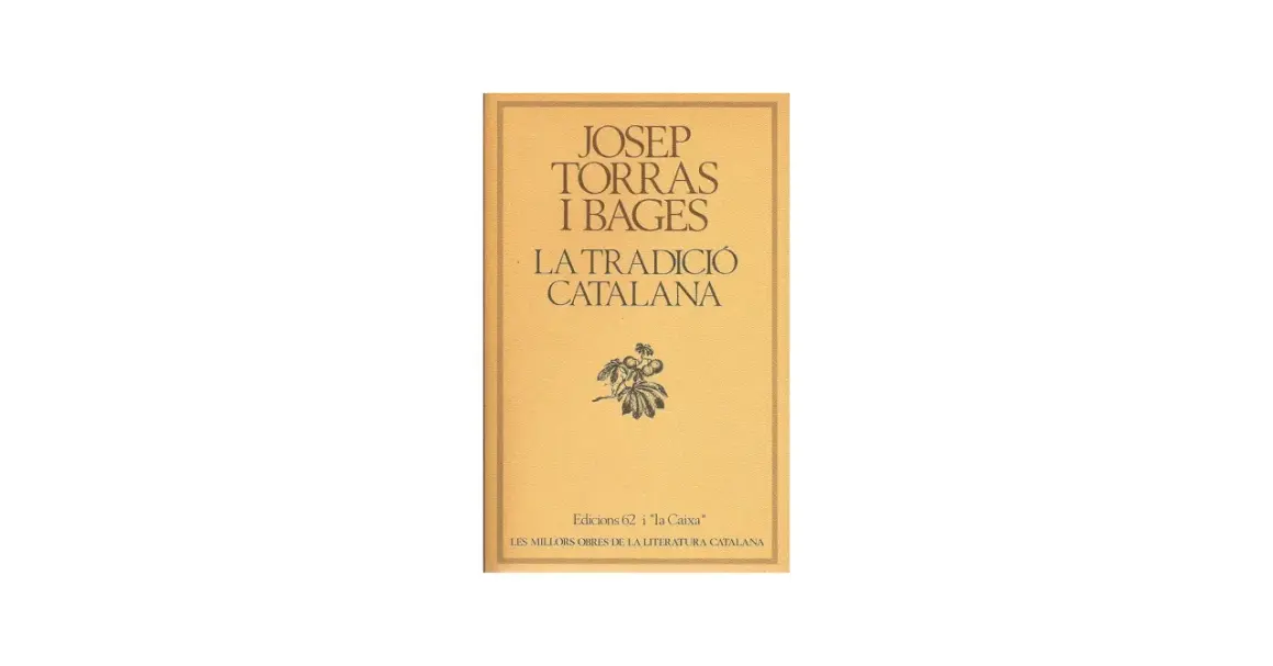 Portada del llibre "La tradició catalana" de Josep Torras i Bages, amb un dibuix d'una branca de cirerer.