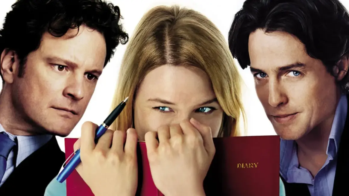 Colin Firth, Renée Zellweger und Hugh Grant in einer Szene, die an Filme und Serien von Colin Firth erinnert.