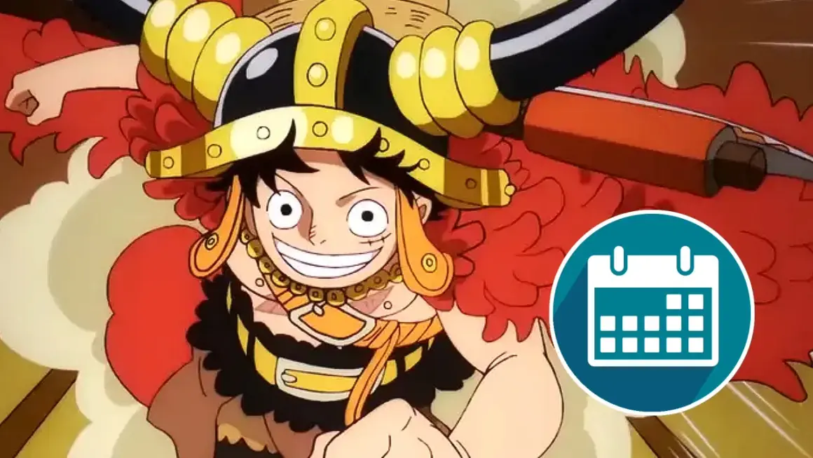 Luffy im Oni-Kostüm mit Kalender-Symbol. Wann geht One Piece weiter?