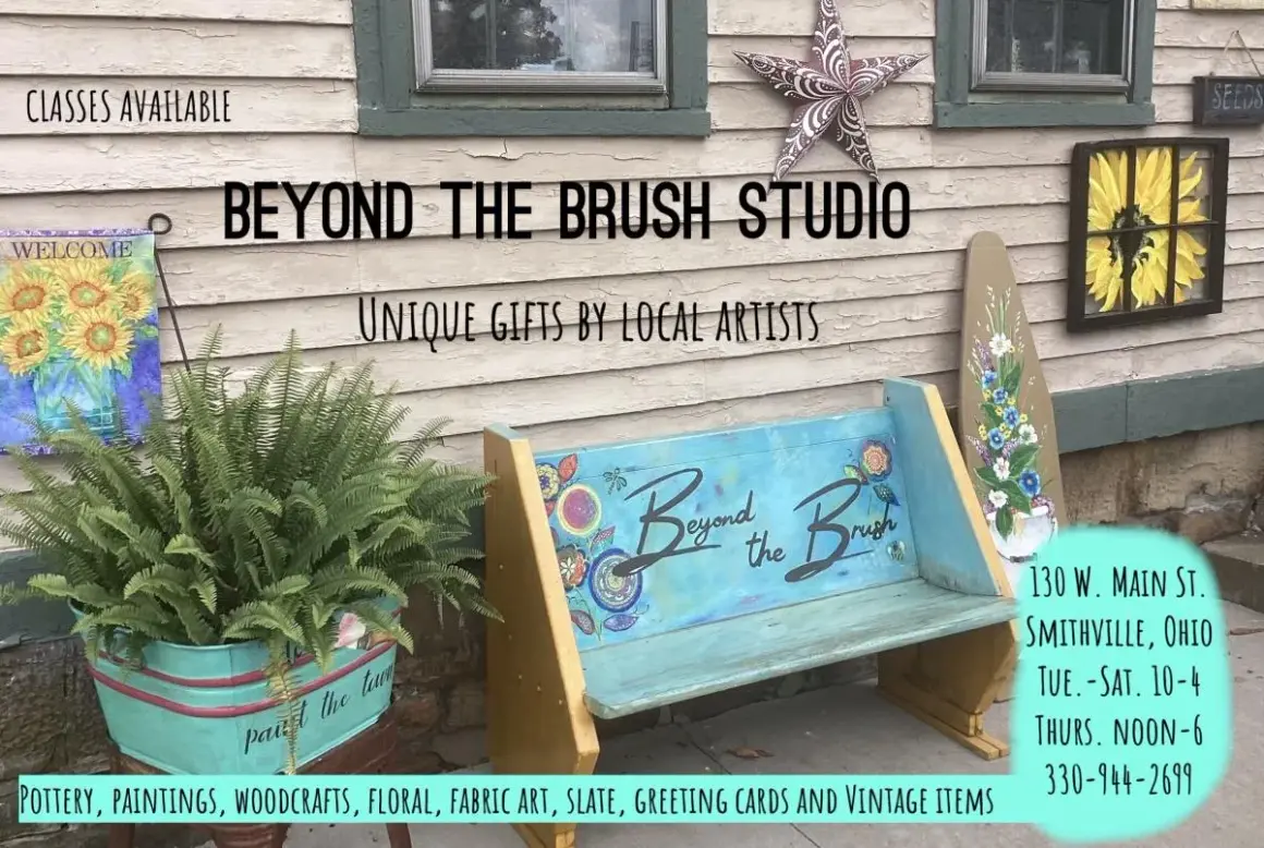Beyond the Brush Studio features unique gifts and classes. A person painting might find inspiration here.