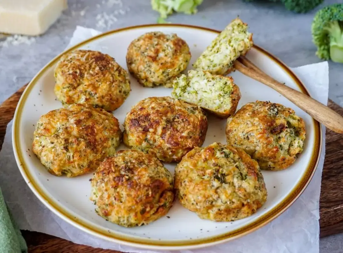 Käse-Brokkoli-Bällchen, perfekt für gesunde Airfryer Rezepte. Außen knusprig, innen saftig.