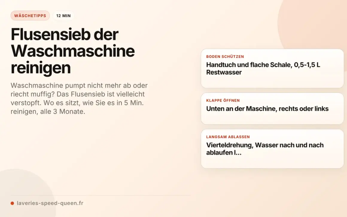 Anleitung: Flusensieb der Waschmaschine reinigen. So beheben Sie Probleme wie schlechten Geruch oder nicht abpumpendes Wasser.