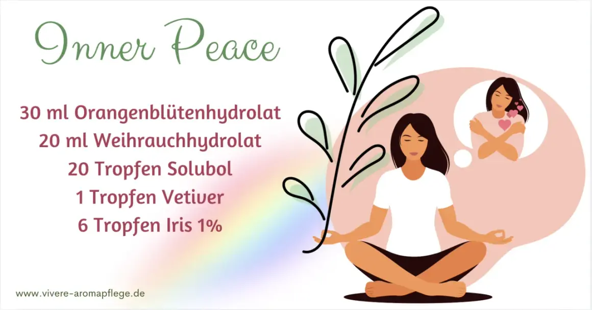Entspannende Mischung für inneren Frieden. Die Wirkung von Cajeput auf die Psyche wird hier durch ätherische Öle wie Vetiver und Iris unterstützt.