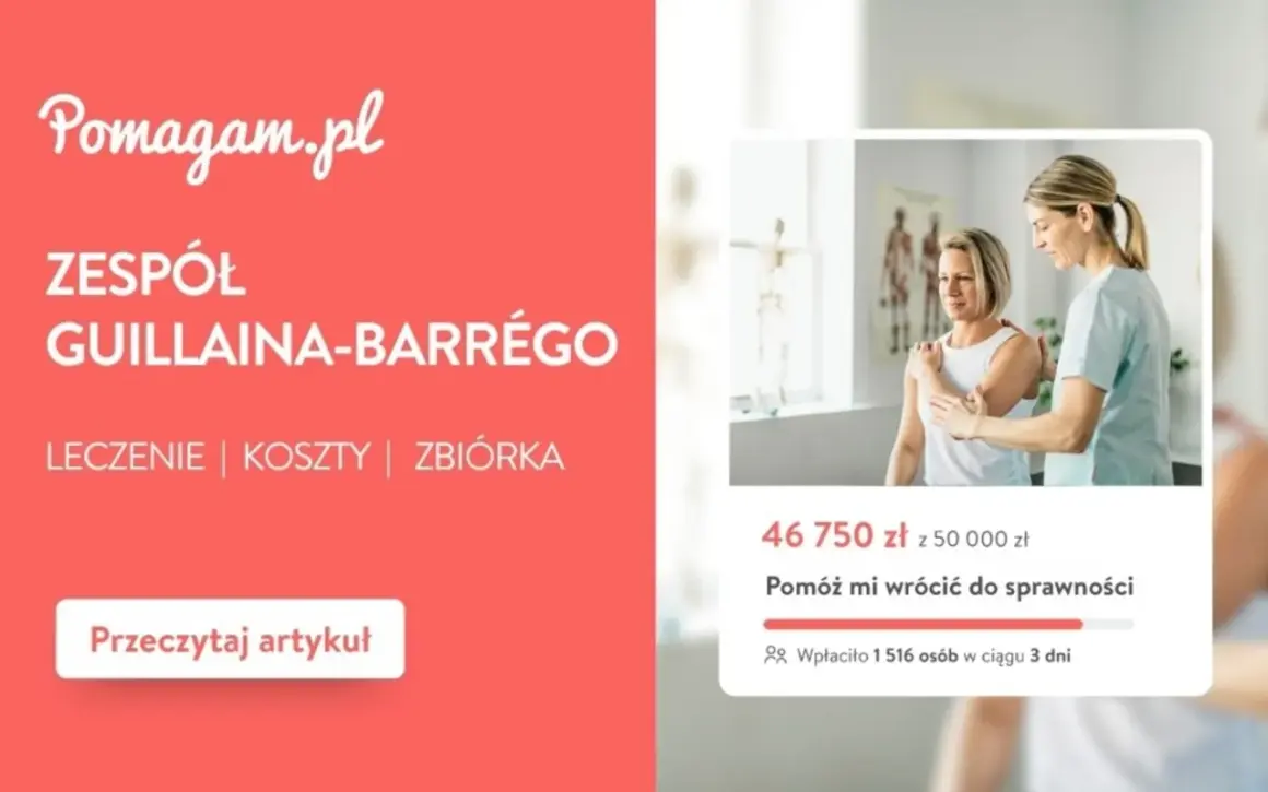Pomagam.pl: Zespół Guillaina-Barrégo. Fizjoterapeutka pomaga pacjentce. Zbiórka na leczenie.