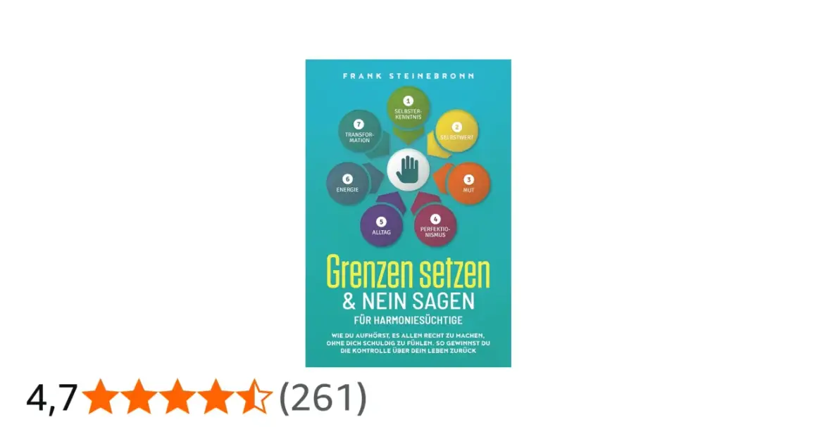 Buchcover "Grenzen setzen & Nein sagen" von Frank Steinbronn. Hilft Harmoniesüchtigen, sich von der Rolle des people pleaser zu lösen.