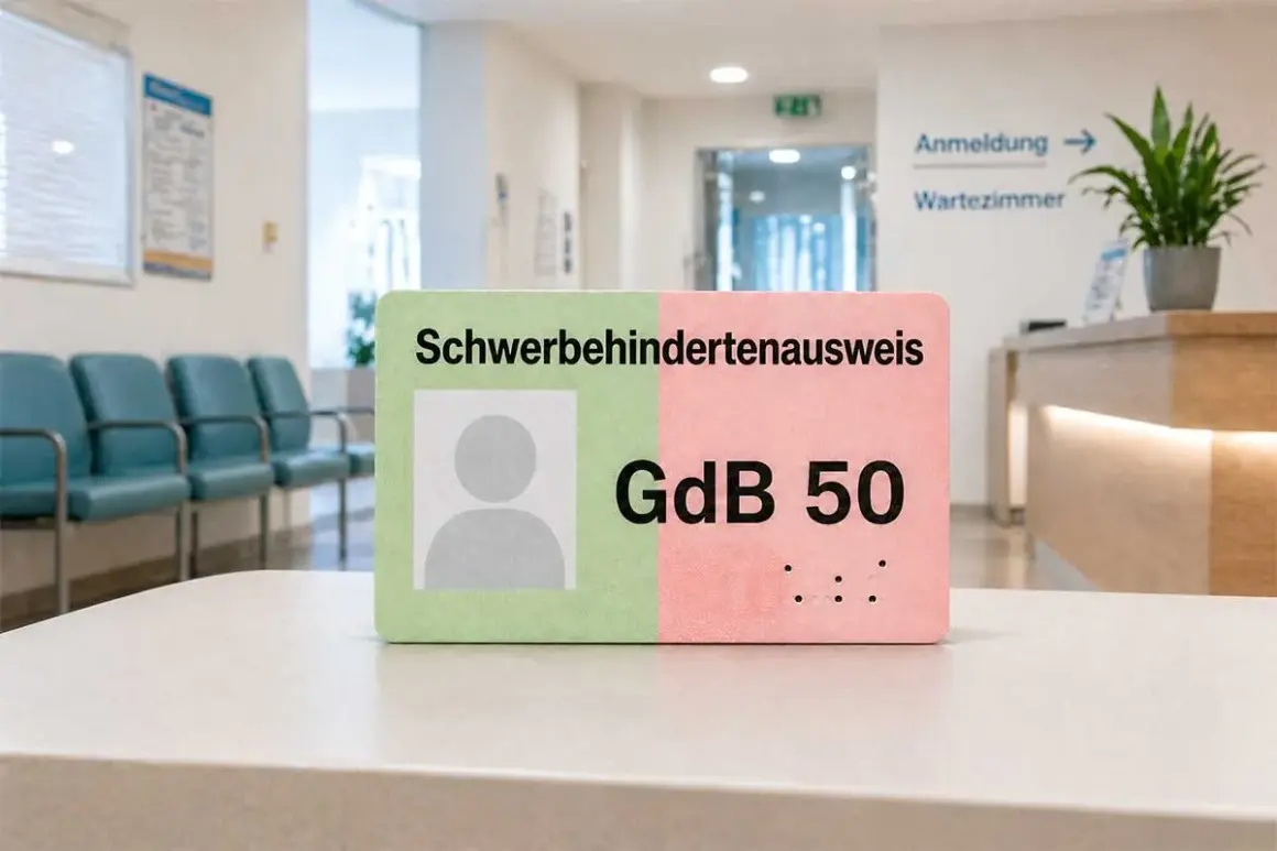 Schwerbehindertenausweis mit GdB 50, der Vorteile bei der Krankenkasse und im Alltag sichert.