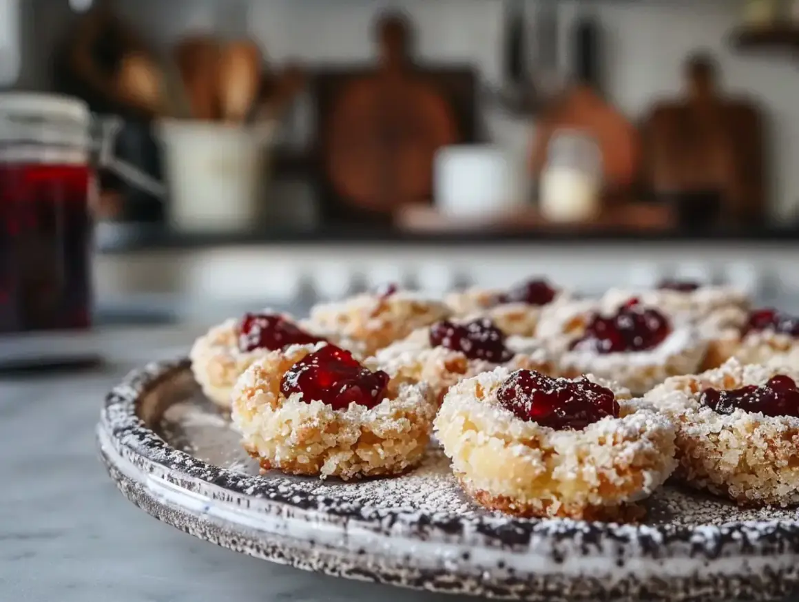 Små, söta syltkakor med sylt i mitten, pudrade med florsocker. Ett perfekt syltkakor recept för fikat.