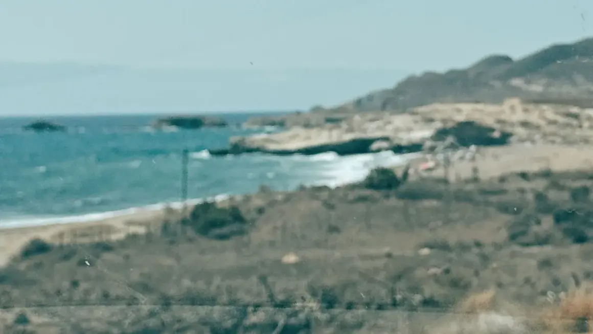 Vista de la playa de los Genoveses, con el mar azul y las colinas. Un lugar ideal para disfrutar y comer algo.