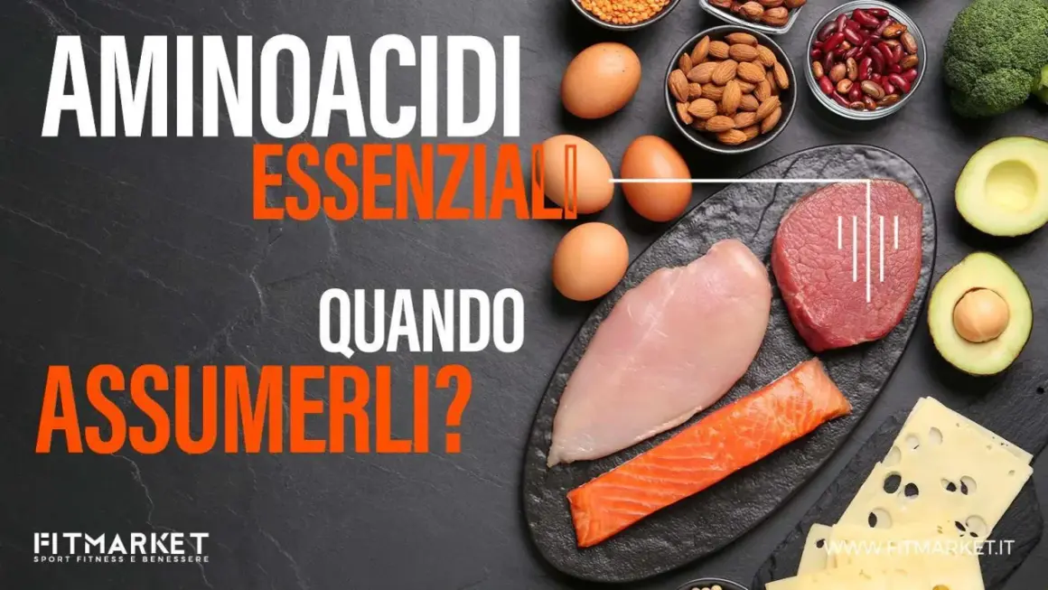 Aminoacidi essenziali: quanti grammi al giorno? Immagine mostra proteine animali e vegetali, con testo che interroga sul loro consumo.