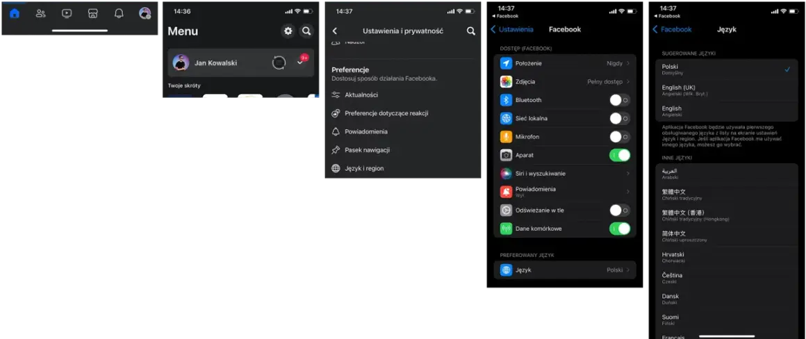 Jak zmienić język na Facebooku: Menu > Ustawienia i prywatność > Język i region > Język. Wybierz preferowany język z listy.