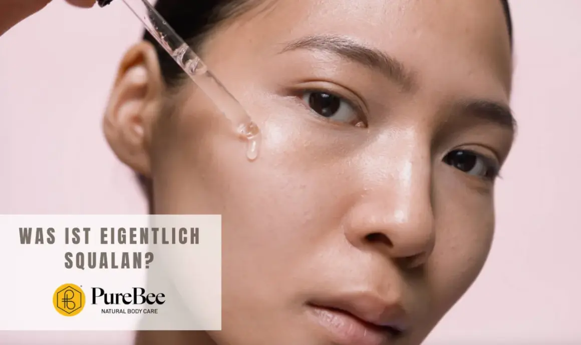 Ein Tropfen Squalane wird mit einer Pipette auf die Haut aufgetragen. Was ist Squalane? PureBee Natural Body Care.
