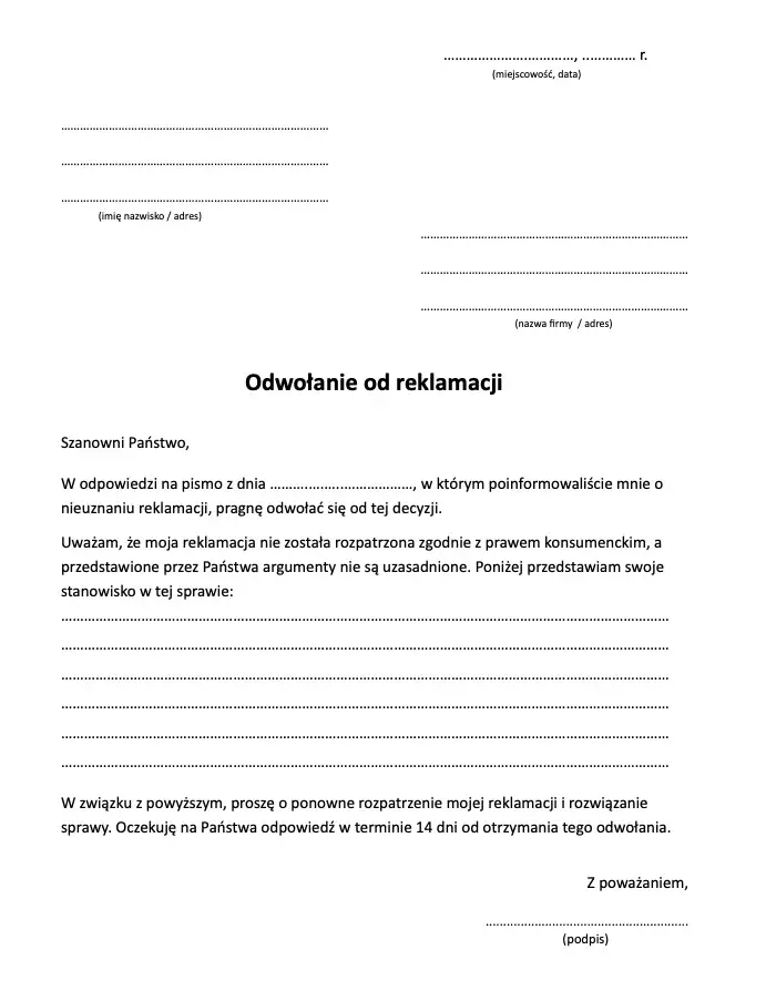 Jak napisać odwołanie od reklamacji butów - skuteczny wzór i porady