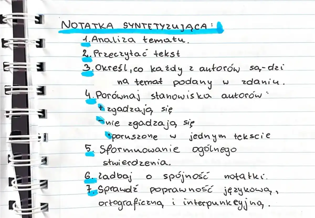 Notatka syntetyzująca matura: Wzór + 4 punkty krok po kroku