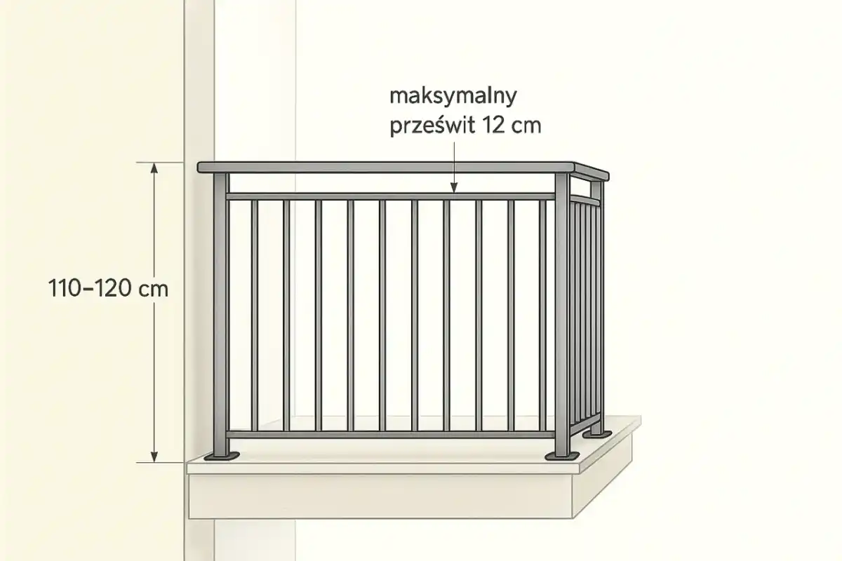 Wysokość balustrady balkonowej - ile cm trzeba zachować?