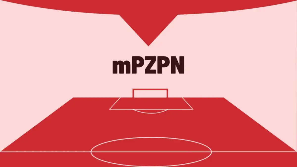Grafika z mPZPN i boiskiem piłkarskim, symbolizująca licencje trenerskie PZPN.