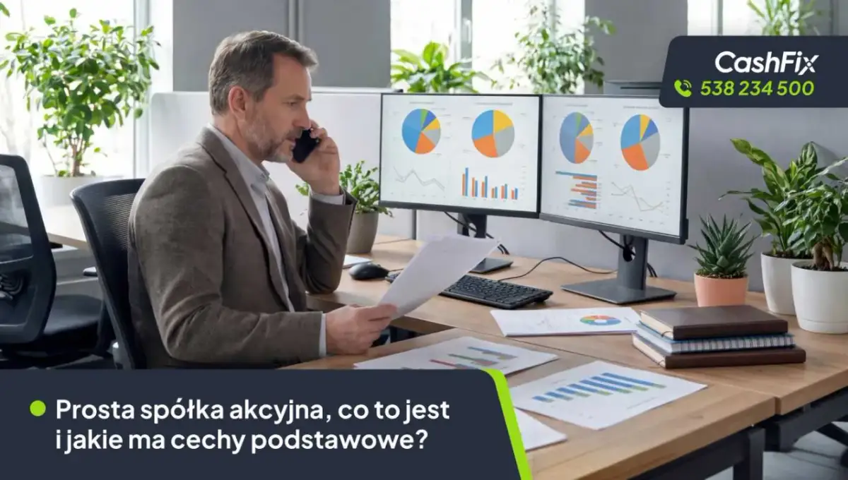 Mężczyzna rozmawia przez telefon, analizując wykresy. Czy prosta spółka akcyjna to dobry wybór dla Twojego biznesu?