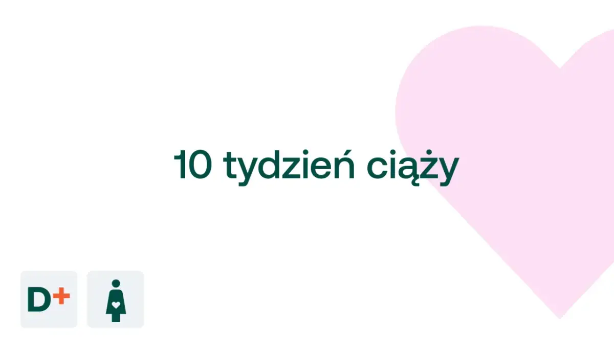 10 tydzień ciąży. Dziecko rośnie, a serce mamy bije mocniej. D+ ikona kobiety w ciąży.
