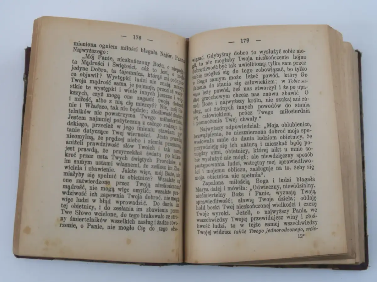 Strony książki z tekstem, w tym fragment o "mistycznym mieście bożym", z numerami 178 i 179.