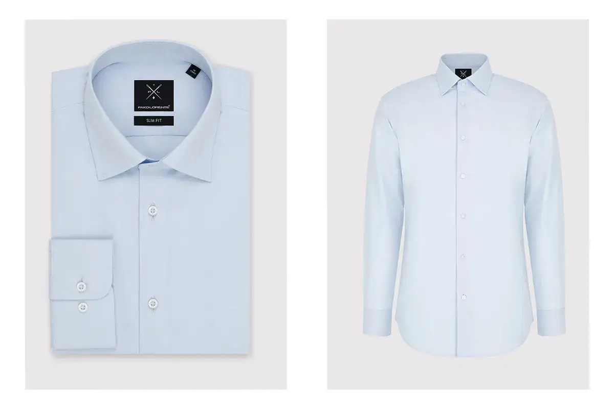 Jasnoniebieska koszula konkursowa z długim rękawem, slim fit. Elegancka, idealna na specjalne okazje.