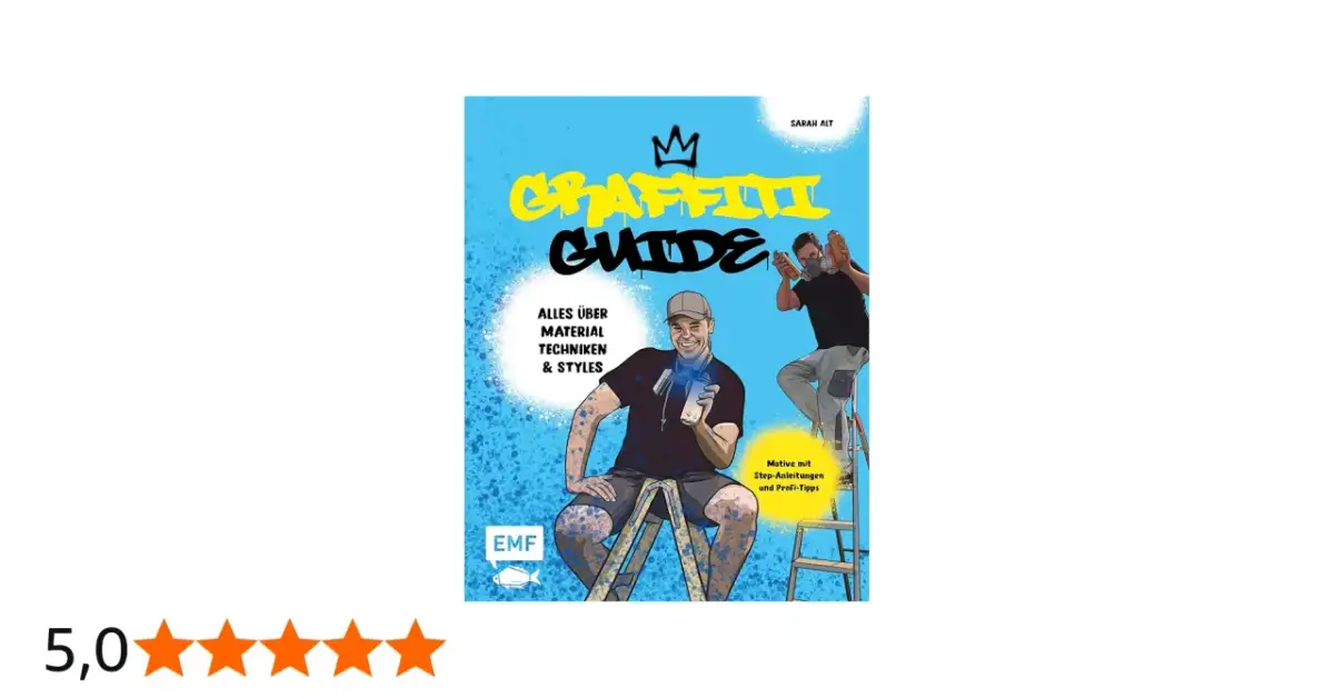 Illustration eines Graffiti-Guides mit zwei Männern, die Sprühdosen halten.