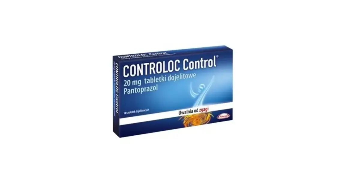 Opakowanie Controloc Control 20 mg z pantoprazolem. Czy Controloc jest bezpieczny? Uwalnia od zgagi. 14 tabletek dojelitowych.
