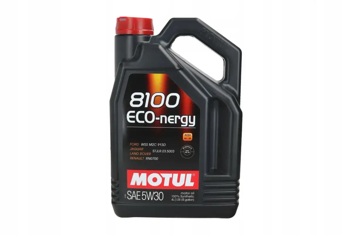 Czarna bańka oleju silnikowego Motul 8100 ECO-nergy SAE 5W30 4L.