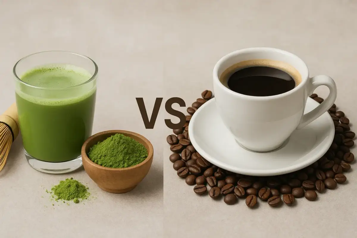 Zielone matcha vs. czarna kawa. Zastanawiasz się, ile kofeiny ma matcha? Porównanie napojów energetycznych.