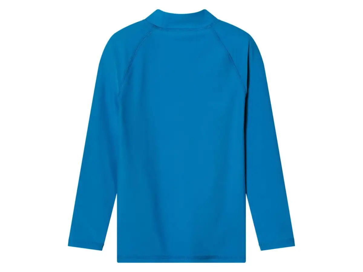 Niebieska bluzka do pływania z długim rękawem, idealna na plażę i basen. Chroni przed słońcem.