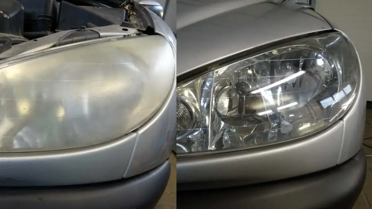 Przed i po: matowe lampy samochodowe odzyskują blask. Zastanawiasz się, ile trwa polerowanie lamp? Efekt mówi sam za siebie!