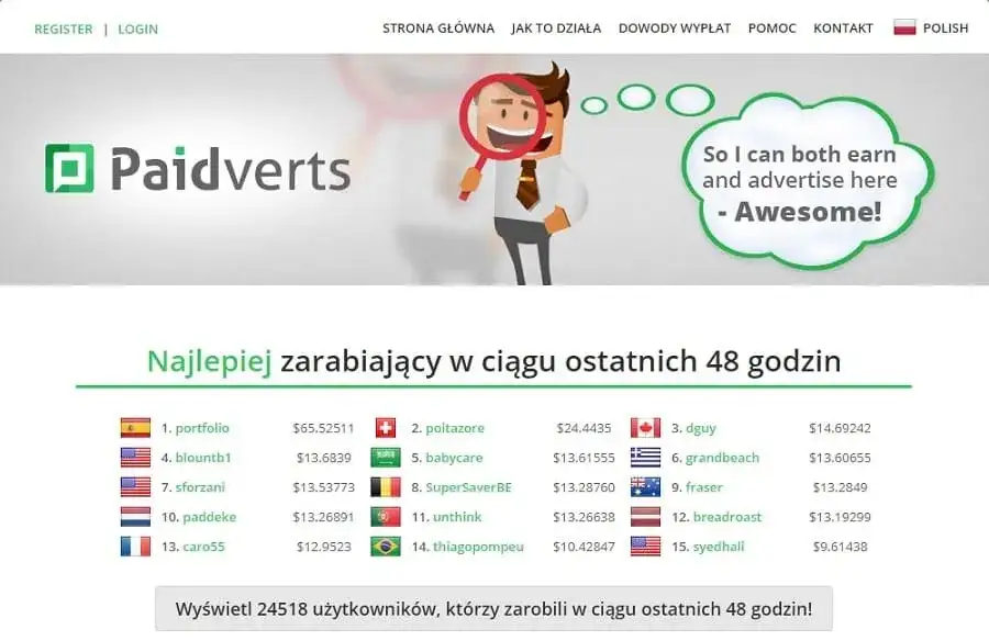 Ile można zarobić na Paidverts? Prawda o zarobkach i ryzyku