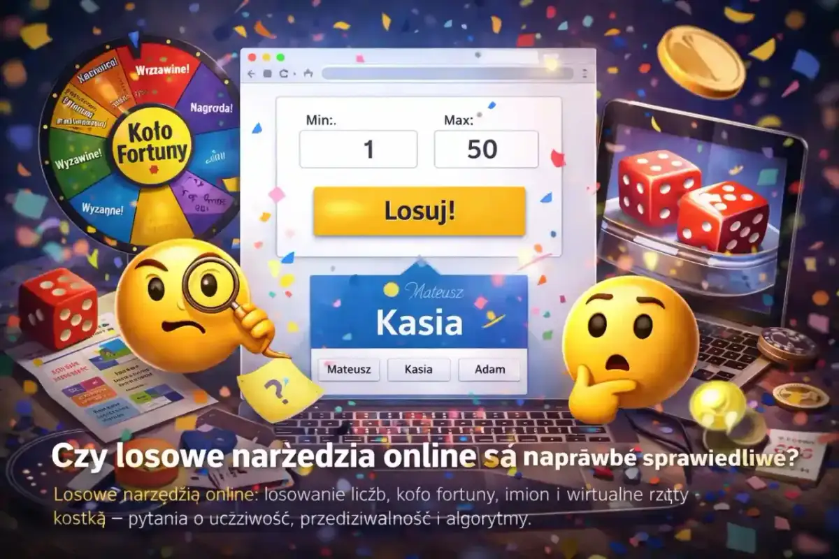 Koło fortuny tak czy nie? Sprawdź, czy losowe narzędzia online są sprawiedliwe, analizując wyniki losowania liczb i imion.