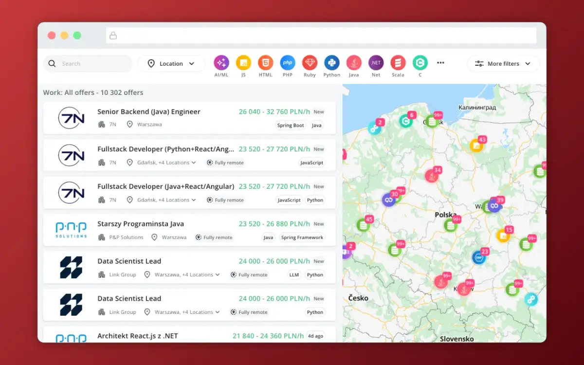 Przegląd ofert pracy w korporacjach w Warszawie: Senior Backend (Java) Engineer zarabia 26 040 - 32 760 PLN/h.