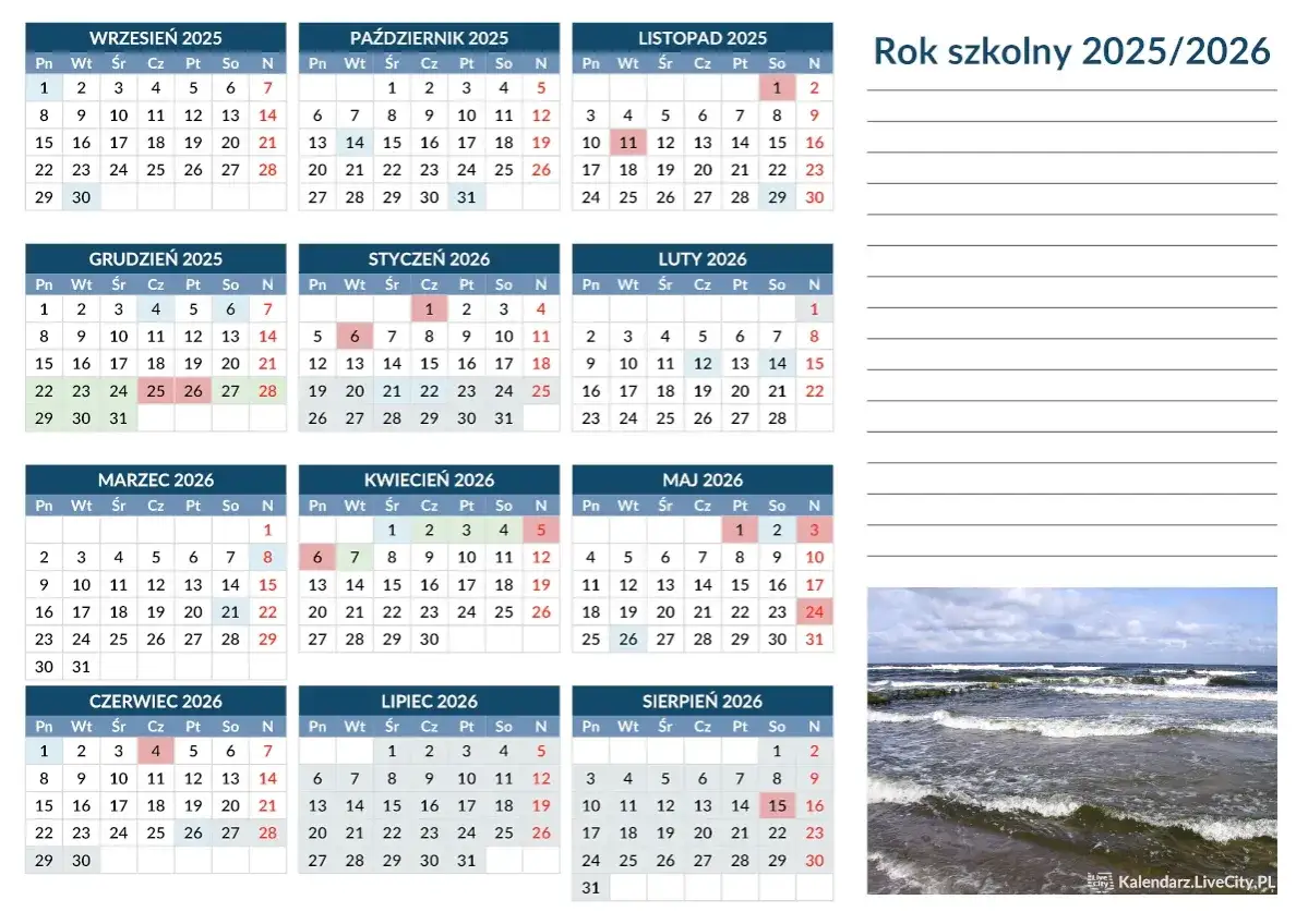 Rok szkolny 2025/2026: 188 dni nauki, 177 wolnego! Kalendarz