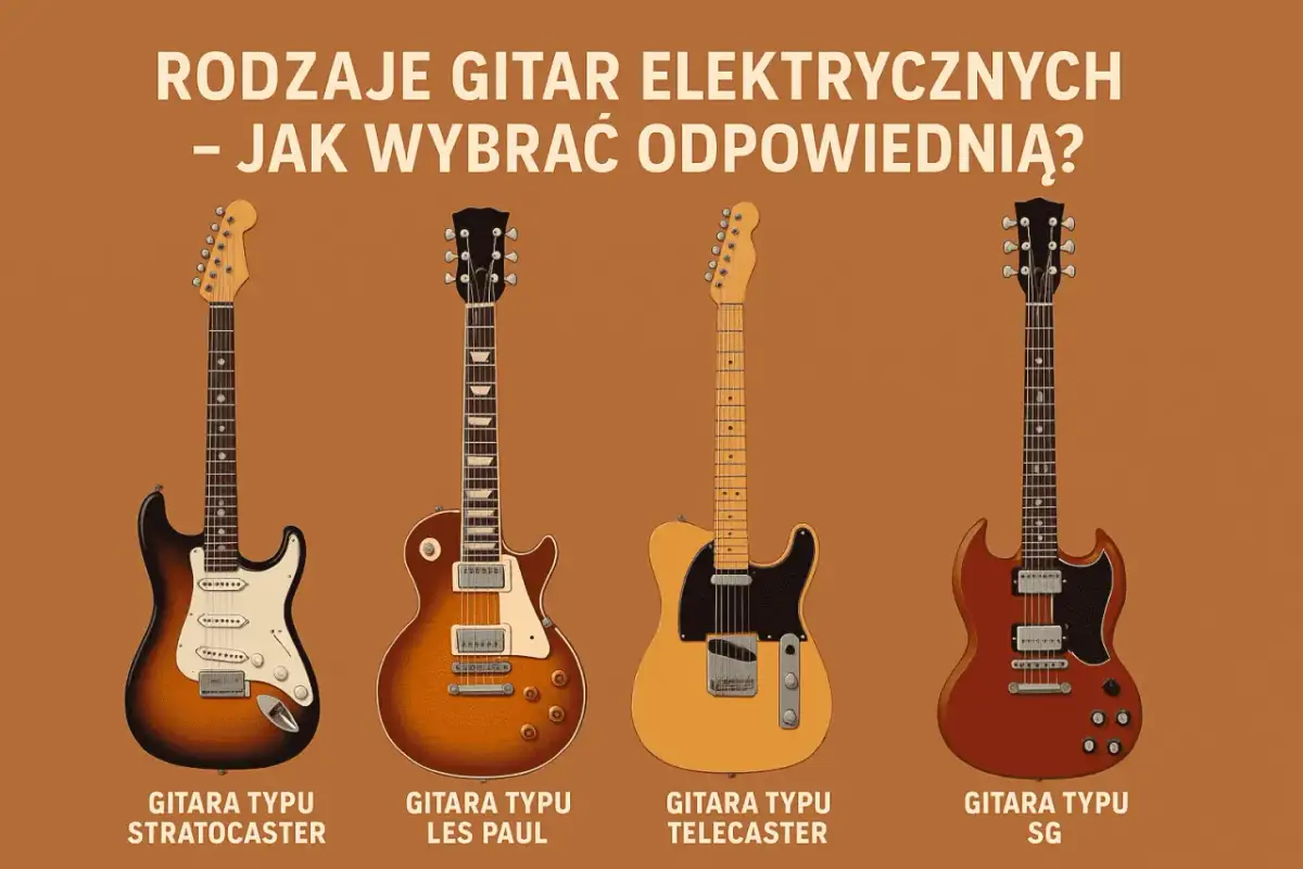 Cztery rodzaje gitar elektrycznych: Stratocaster, Les Paul, Telecaster i SG.