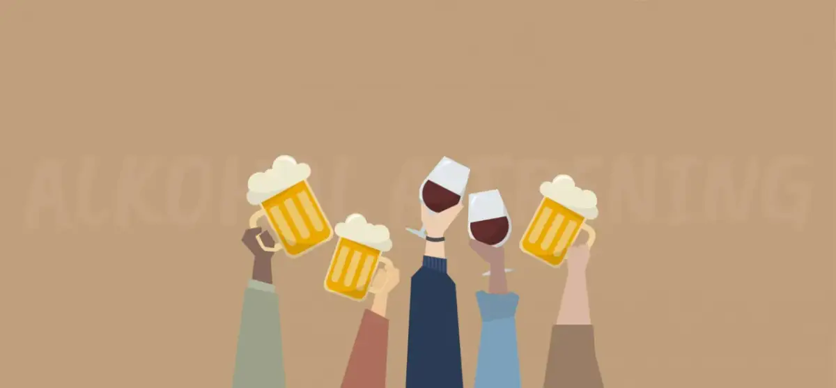 Ręce wznoszą kufle piwa i kieliszki wina. Po ciężkim treningu czas na zasłużony alkohol.